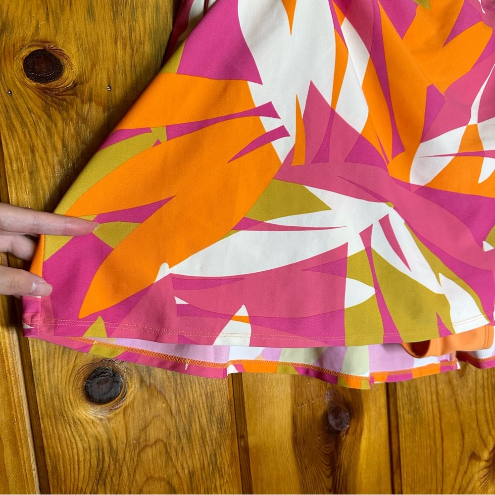 Kona Sol Abstract Leaf Bright Color Faux Wrap Skirt Bikini Bottom - Picture 4 of 7